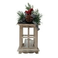 thumbnail image 1 of Holiday Time Wood Lantern with Greenary & Red Berries, 1 of 6