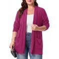 thumbnail image 6 of Cueply Women's Plus Size Open Front Cardigan Long Sleeve Ribbed Knit Lightweight Sweater Casual Outerwear with Pockets 1X-4X, 6 of 7