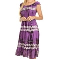 thumbnail image 3 of Sakkas Delilah Gypsy Boho Peasant Batik Dress - Purple - OS, 3 of 4