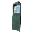 thumbnail image 3 of Wallet Case for Samsung Galaxy Z Flip 5 5G, Premium PU Leather Zipper Flip Folio Wallet Magnetic Snap with Detachable Wrist Strap and Shoulder Strap Protective Case for Galaxy Z Flip 5 - Green, 3 of 13