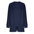 thumbnail image 5 of Black and Friday Deals 2023 Lindreshi 2pc Outfit Woman Women Fashion Round-Neck Blouse Long Sleeve Tops Sweatshirt Shorts Casual Suit Sets, 5 of 7
