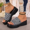 thumbnail image 2 of Rokment Womens Platform Dress Slides Sandals Beach Summer Trendy Casual Stretchy Square Open Toe Chunky Wedge High Heels Comfortable Walking Slip on OTHER Size 8, 2 of 5