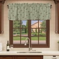 thumbnail image 6 of 2 Pack Sage Green Floral Valances for Windows Bedroom Living Room Window Treatments, Vintage Spring Botanical Flowers Rod Pocket Valance Drapes Short Kitchen Curtains Over Sink 60"x18", 6 of 8