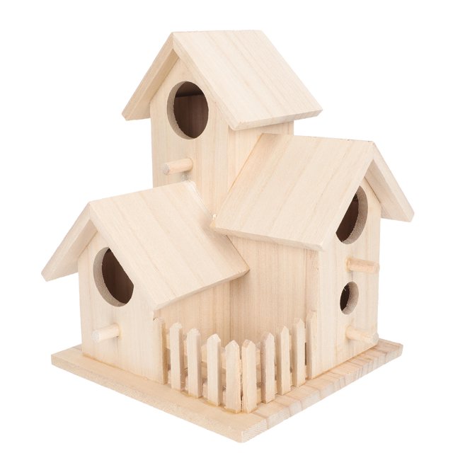 Greenadscape Casita De Pájaros De Madera Colgante Color Con Decorativo Para Jardín Y Hogar