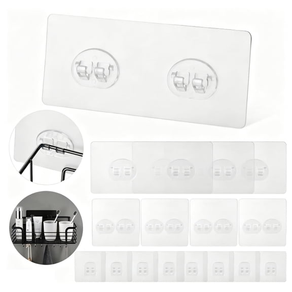 30 Pack No Drill Waterproof Adhesive Shower Hooks in 3 Sizes, Replacement Sticky Mount Hooks for Shower Caddy Hanging