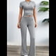 thumbnail image 4 of Mono de Yoga de Corta para Mujer, Sin Costuras, Acanalado, con Cuello Cuadrado y Tirantes Finos Negro XL, 4 of 10