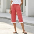 thumbnail image 5 of Noric Women's Cotton Striped Capri Pants Summer High Waisted Casual Cropped Trousers with Pockets, 5 of 7