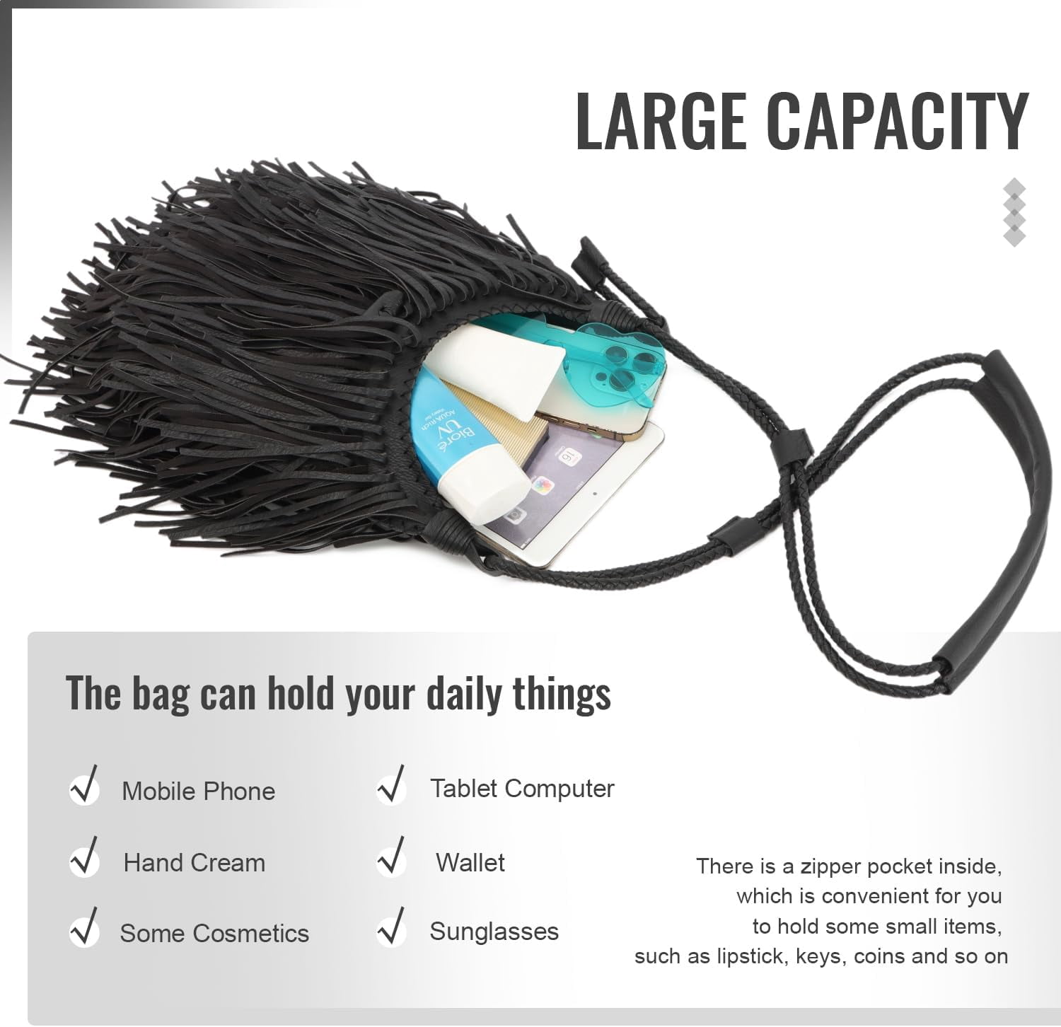 Vintage Fringe Hobo Bag for Women Black Fringe Purse Fringe Satchel Tassel Bag Fringe Shoulder Bag