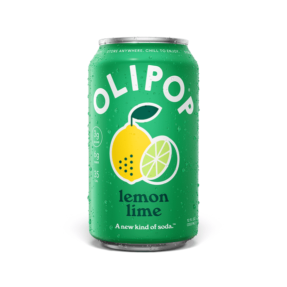 OLIPOP Prebiotic Soda, Lemon Lime, 12 fl oz, Pantry Packs