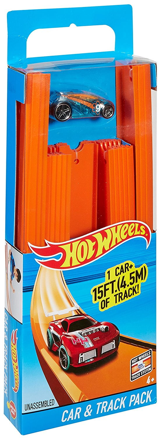 hot wheels car and mega track pack