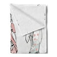 thumbnail image 2 of Fashion Soft Flannel Fleece Throw Blanket, Sketch Cartoon Design Girls with Makeup Clothes Illustration Image, Cozy Plush for Indoor and Outdoor Use, 70" x 90", Pale Pink White Black, by Ambesonne, 2 of 5