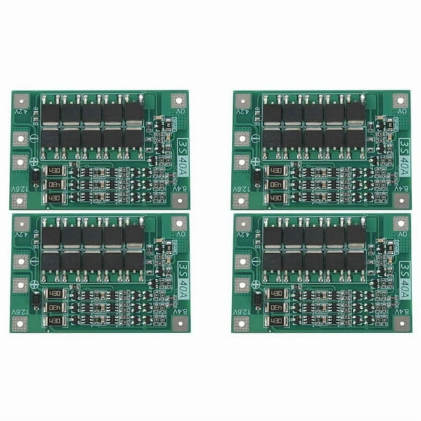 4 Piezas 3S 40A para Destornillador 12V Li-Ion 18650 Bms Placa de Protección de Batería Pcm Con MóDulo de Celda de Batería de Litio de Equilibrio