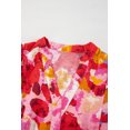 thumbnail image 6 of Women's Red Abstract Print Split V Neck Ruffle Short Sleeve Blouse for Summer | [ZhiHiMeRi] | (US 16-18)XL, 6 of 10