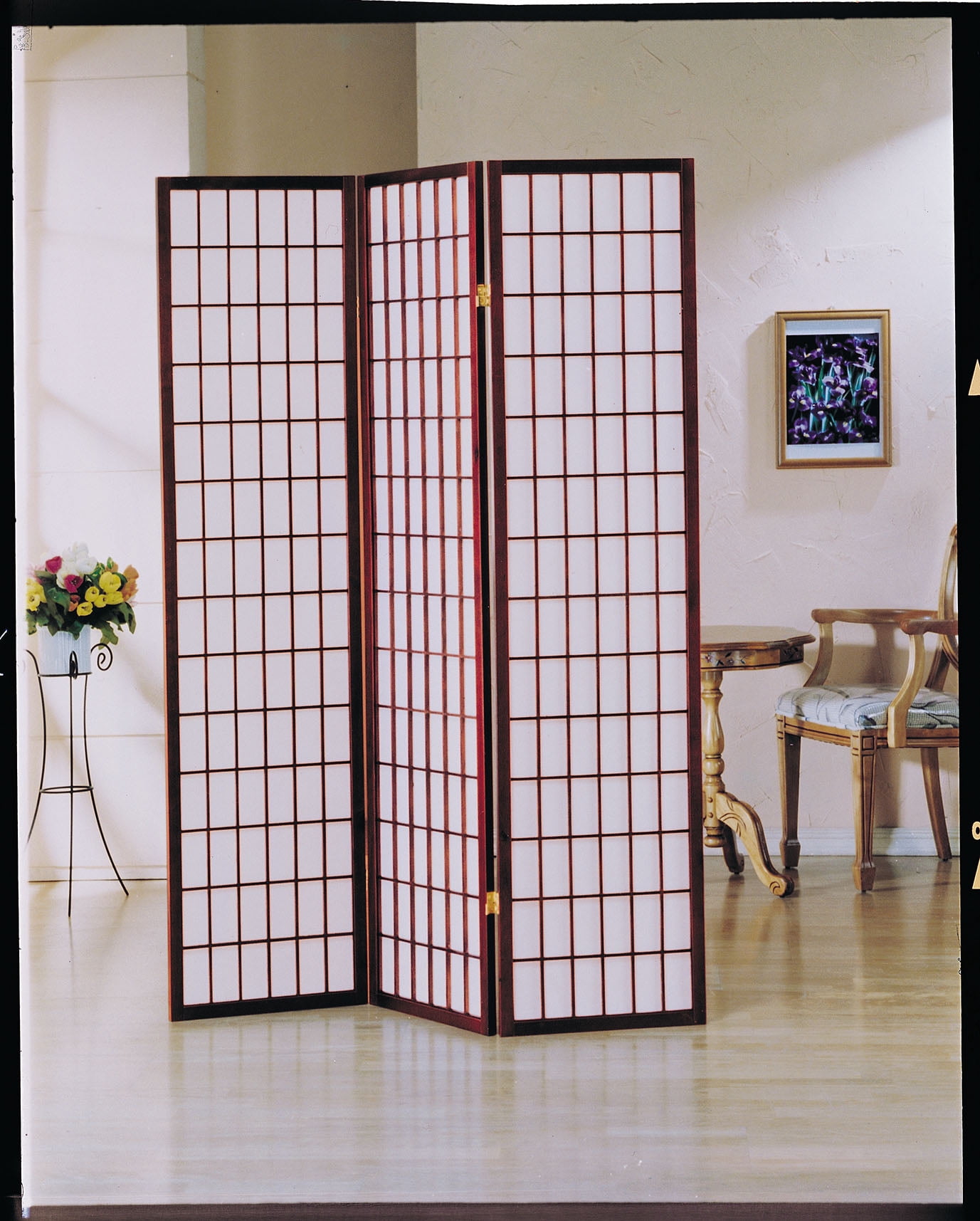 Wood 3Panel Room Divider Cherry
