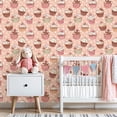 thumbnail image 3 of Pink Peel and Stick Wallpaper Cupcakes Pink Brown Tones Cherry Toppings Spring Wall Mural 23.6in x 9.8ft Self Adhesive Removable Wall Paper Renter Friendly Wallpaper for Girls Bedroom Nursery, 3 of 8