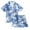 Blue Tie-dye Pattern, variant on Silky Satin Kids' Pajama Set Breathable & Smooth Unisex Button-Down Pajamas Blue Tie-dye Pattern