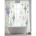 thumbnail image 5 of Purple Yellow Diamond Sheer Curtains 96 Inch Length 2 Panels Set Window Treatments, Modern Geometric Middle Century Rod Pocket Semi Curtains for Living Room/Bedroom/Kitchen Décor, 104"W x 96"L, 5 of 7