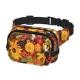 thumbnail image 2 of Honeii Autumn Bouquet Pumpkin For Thanksgiving Print Square Double Layer Waist Bag,Waist Belt Bag Fashion Fanny Women and Men,For Travel Running Hiking Walking, 2 of 9