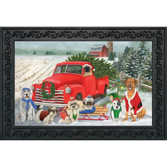 Briarwood Lane Holiday Dogs Christmas Doormat