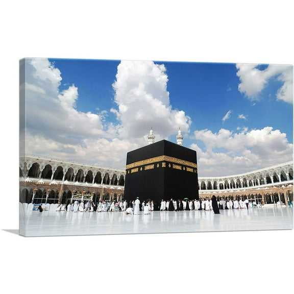 ARTCANVAS Sacred Mosque Mecca Islam Religion Kaaba Masjid Al-Haram Canvas Art Print - Size: 18" x 12" (1.50" Deep)