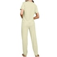 thumbnail image 6 of KIHOUT Women's Milk Silk Solid Color Pajama Set Fashionable Casual Round Neck Short Leeve Loose Top and Pants Ladies 2PC Pajama Set, 6 of 7