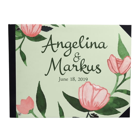 Darling Souvenir Green Floral & Leaves Hardbound Cover Printed Anniversary Wedding Guestbook Scrap book-7 x 9 Inches