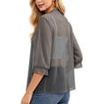 thumbnail image 6 of Cowsor Womens Open Front Sheer Chiffon Cardigans 3/4 Ruffle Sleeve Lightweight Loose Fit Short Length Casual Soft Breathable Summer Cover Up Shrug Bolero Tops, 6 of 6