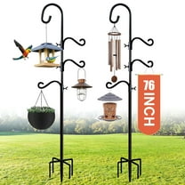 Circles 76 Inch Shepherds Hooks for Outdoor 2 Pack, Bird Feeder Poles with 4 Hooks, Shepherds Hook for Bird Feeders Outside with Base, Garden Pole for Hanging Plant Baskets, Weddings Decor (76 Inch)