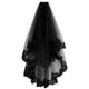 thumbnail image 5 of Velos de novia negros de dos capas con peineta, tul de encaje, velo de novia corto, accesorios para bodas, fiestas de Halloween., 5 of 9