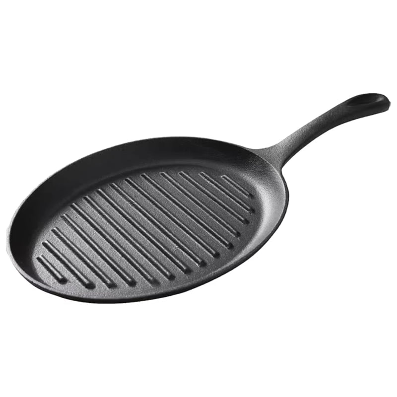 Cast Iron Grill Pan Non-Stick Frying Pan with Handle Grill Plate No Chemical Coating Gas and Induction Friendly