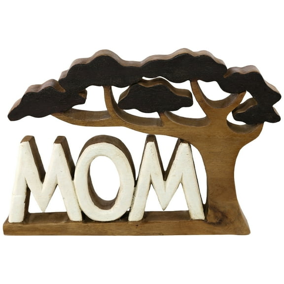 Decozen Home Decor Gifts for Mom – Wooden Mom Sculpture, Acacia Wood Figurine, Leaf Sculpture for Timeless Home Decor, Mother’s Day Gift Ideas, Mom Birthday Gifts