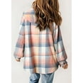 thumbnail image 3 of Womens Plaid Shacket Jacket Long Sleeve Button Down Fleece Hooded Jackets Warm Coat, 3 of 6