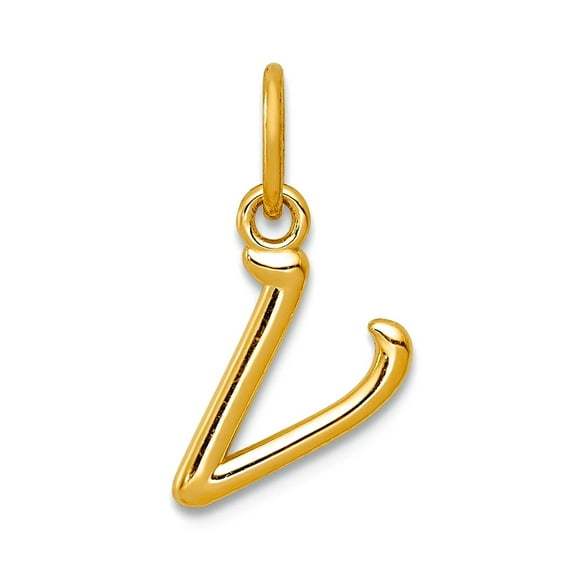 10k Yellow Gold Letter V Initial Charm Pendant Necklace for Women - .2 Grams
