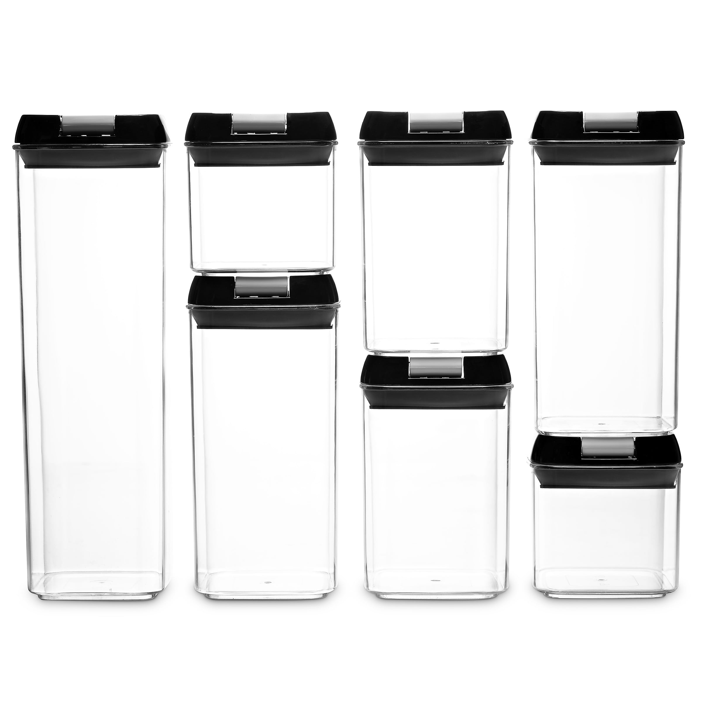CHEER COLLECTION 7-piece Plastic Stackable Airtight Food Storage Container  Set - Black CC-7PCFSTRCNR-BLK - The Home Depot