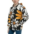 thumbnail image 2 of Pofeuu Yellow White Daisy Pattern Print Teenage Zipper Hoodie Sweatshirts Hooded Casual Jackets With Pocket For Boys Girls-Small, 2 of 6