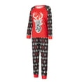 thumbnail image 3 of Christmas Family Pajamas Matching Set, Long Sleeve Deer Print T-shirt with Snow Print Pants Sleepwear Loungewear, 3 of 10