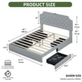 thumbnail image 6 of Uforic Queen Upholstered Velvet Bed Frame with Storage Drawers & Charging Station, Gray, 6 of 6