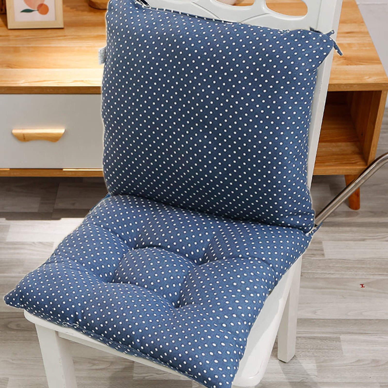 potrochi Outdoor Chair Cushion, Indoor/Outdoor Solid Back 1 Piece Square Corner Chair Cushion with Ties, Deep Seat, Weather, and Fade Resistant, Chair Cushions for Dining Chairs