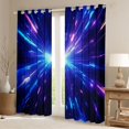 thumbnail image 2 of Homewish Blue Neon Lines Kitchen Curtains,Abstract Glowing Stripes Black Out Curtains Pack of 2 (42x63 Each), 2 of 6
