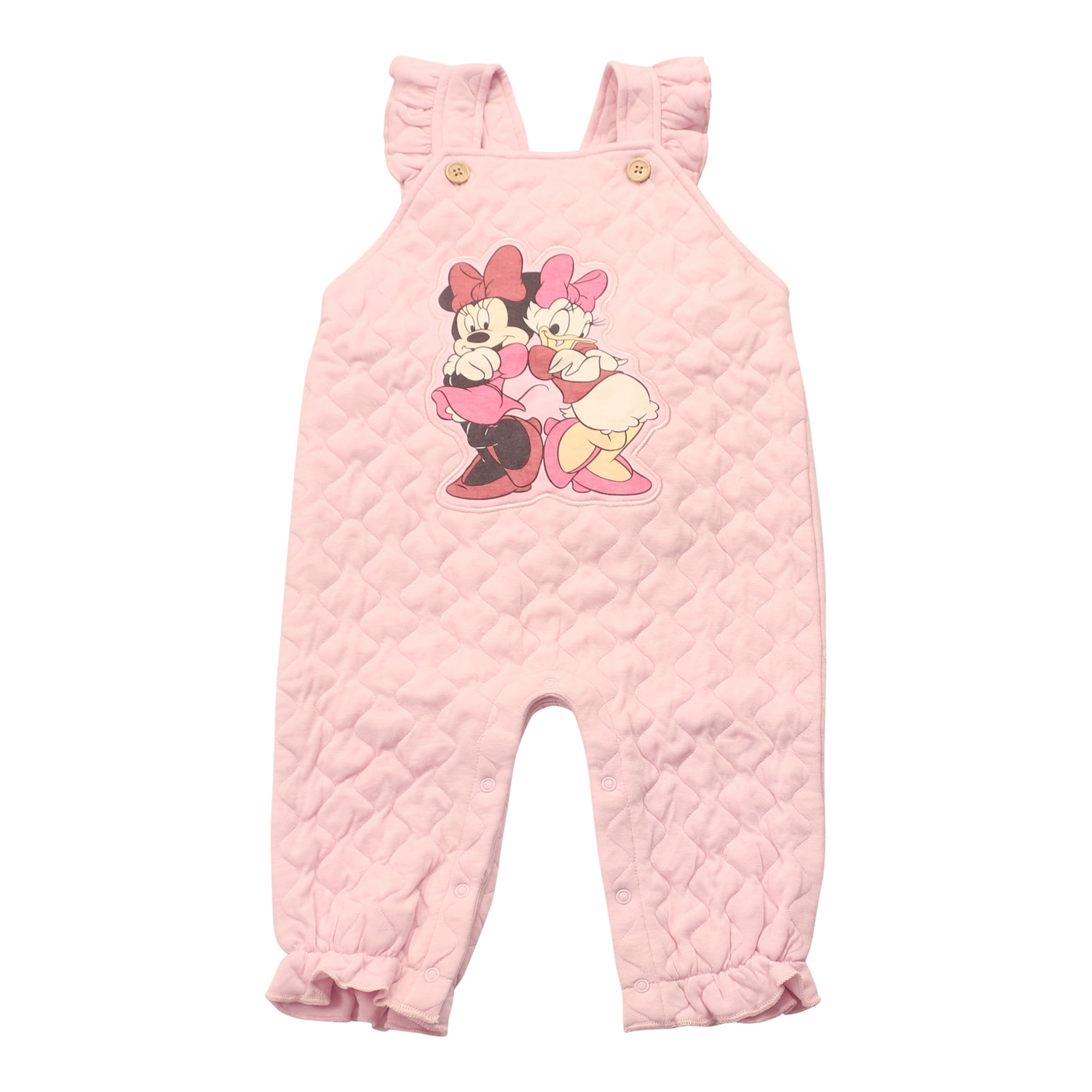 Disney Clothes Baby Girls 2-Piece Overall Set – Long Sleeve Top with Suspender Romper Minnie, Pooh, Bambi & Marie (Newborn–Infant)