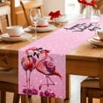 thumbnail image 5 of Valentine's Day Table Runner - 120 Inch Long Flamingos Roses Love Romance Ombre Pink Cotton and Linen Blended Dress Scarves Farmhouse Table Runner for Kitchen Dining, Coffee Table, 13" x 120", 5 of 8