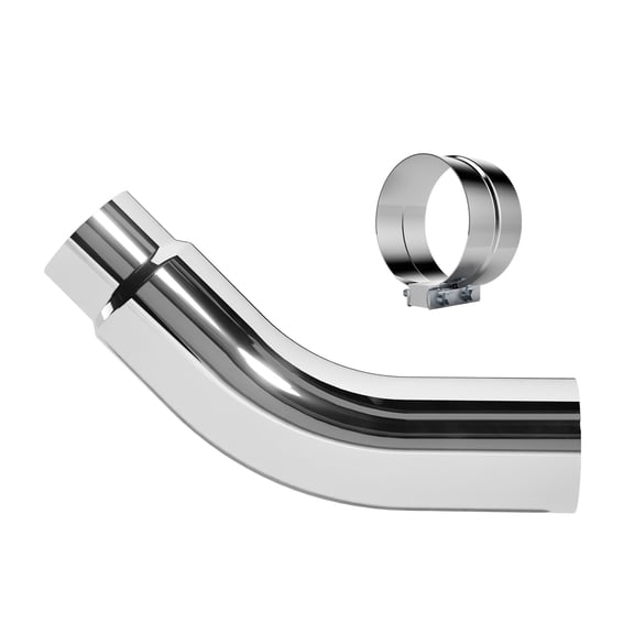 5" Inlet 6" Outlet Chrome Plated Diesel Exhaust Elbow with Clamp - Universal Fit for Pickup Trucks & Cars, High-Gloss Polished Performance Exhaust Tip