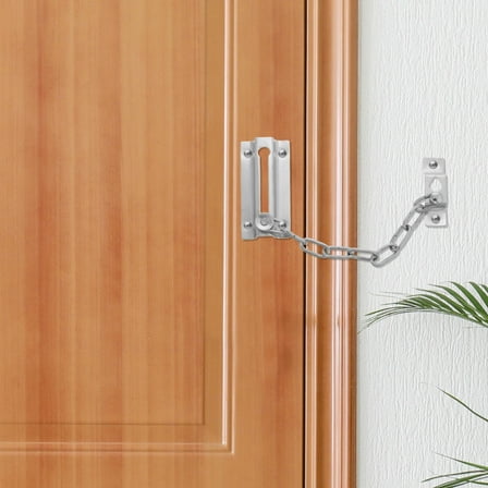 UPGRATOR 1Pcs Silver Door Chain Lock for Cabinet Door Latches and Screen Door Safety
