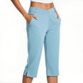 thumbnail image 2 of Kinrui Capris for Seniors Women High Waist Stretch Womens Golf Pants Summer Casual Work Slacks Yoga Dress Pant with Pockets Sky Blue L, 2 of 8
