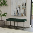 thumbnail image 2 of HomePop Theodore Metal & Faux Suede Bench, 42.5"W x 16"D x 19"H, Deep Forest Green/Black, 2 of 8