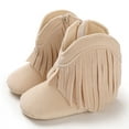 thumbnail image 2 of Yindaity Baby Girls Cowboy Tassel Boots Side Zipper Moccasins Soft Bottom Non-Slip Toddler Shoe White,0-6 Months, 2 of 6