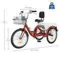 thumbnail image 5 of Uforic 7-Speed Adult Tricycle, 24''  Three-Wheel Cruiser with Detachable Baskets, Red, 5 of 8