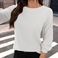 thumbnail image 4 of IMENGL Long Sleeve Shirts for Women Casual Knit Loose Fit Length Relaxed Fit Daily Wear Fall Weekend Travel Layering Soft T-Shirt Women's Basic Tee Long Sleeve Tops,White, 4 of 6