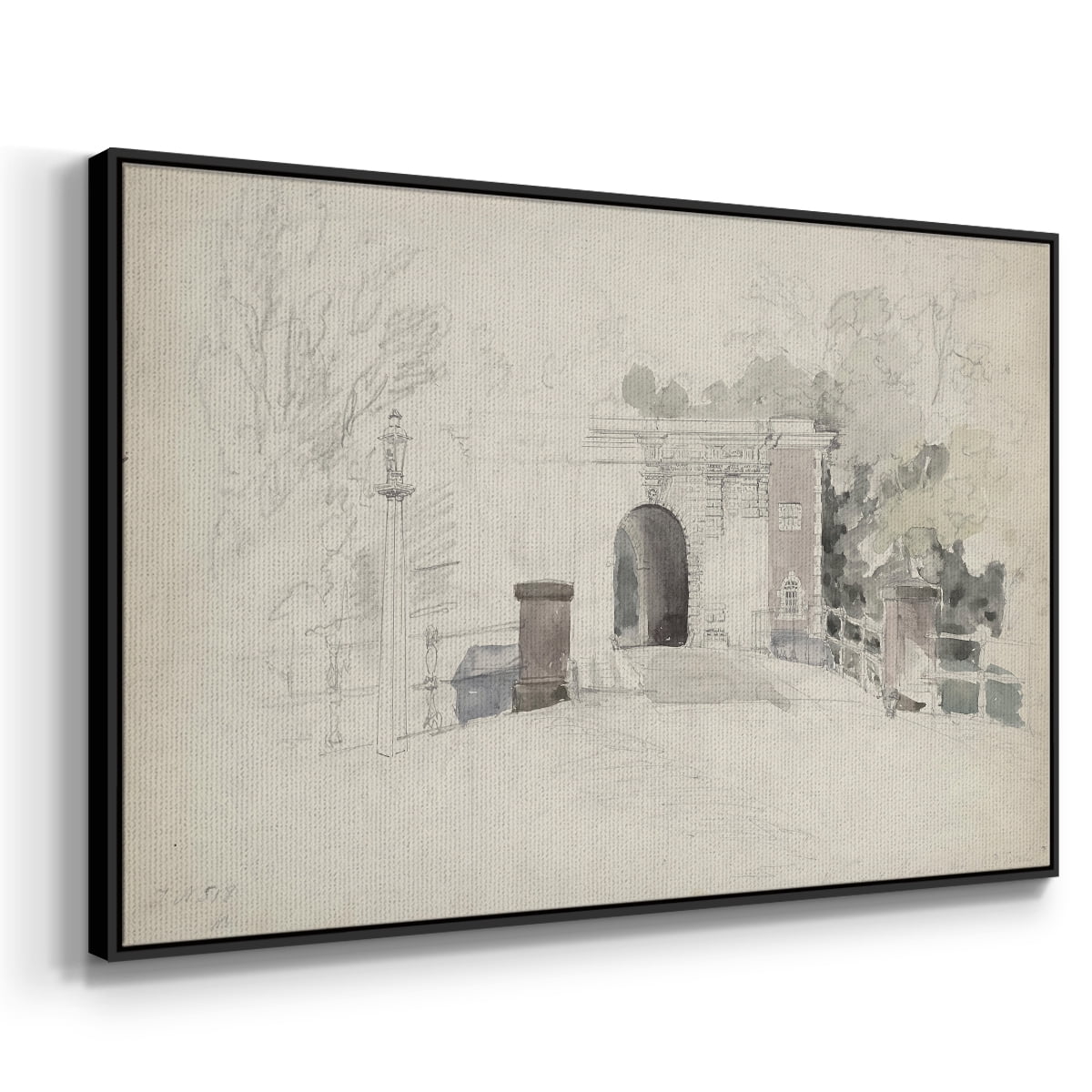 Vintage Sketch-XXXI By Wexford Home Framed in Black Wood Gallery Wrapped Canvas 25 in. x 37 in.