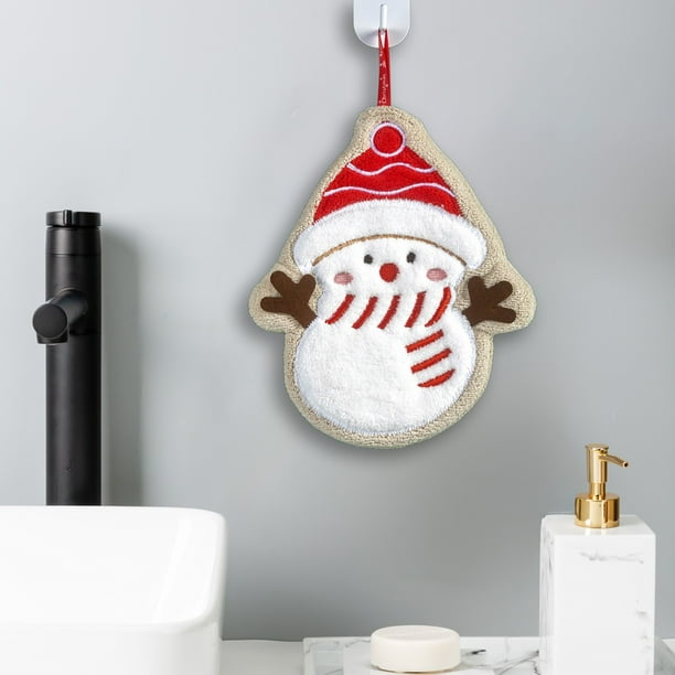 Toalla de Mano Navideña | Toalla de Baño Infantil | Diseño Festivo | Suave y Absorbente | 25,4 X 19 Cm | Blanca | 1 Unidad